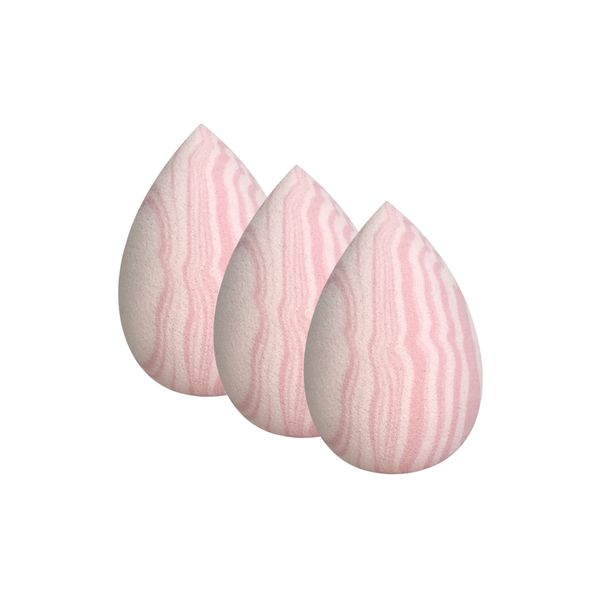 Beauty 3-Piece Marble Design Makeup Blender - Pastel Pink Swirl