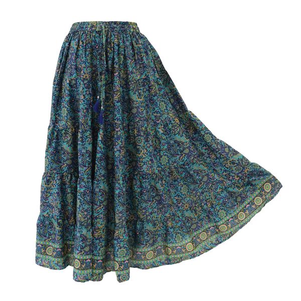 SKA Maxi Boho Gypsy Skirt in Teal