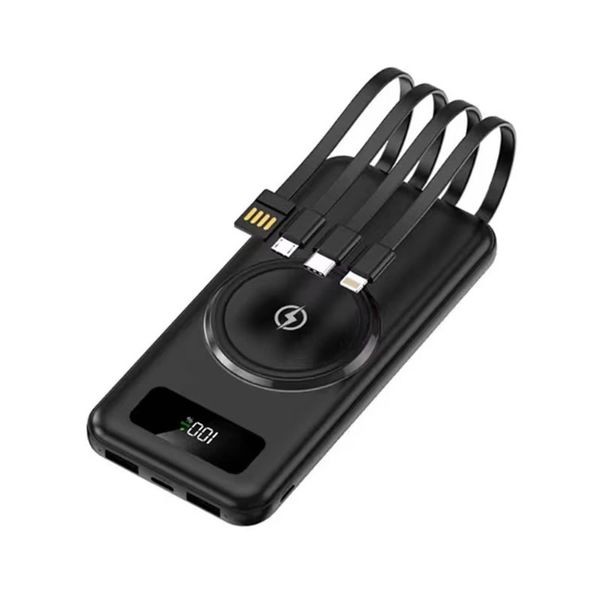 10 000 mAh Wireless Power Bank with 4 Connector Cables Q-CD667