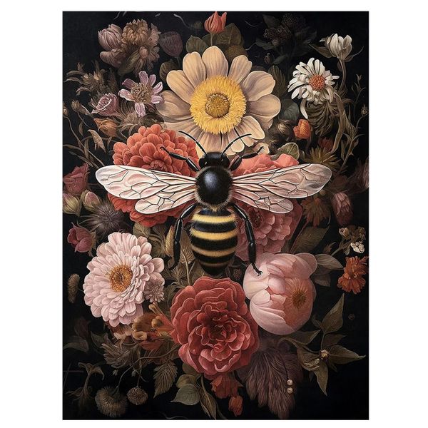 Bee Diamond Art Kits for Adults Bee Flowers Diamond Painting for Beginners
