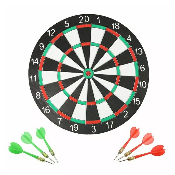 Dartboard Target Game for Adults and Kids with Steel Tipped Dart - Black - 45 cm