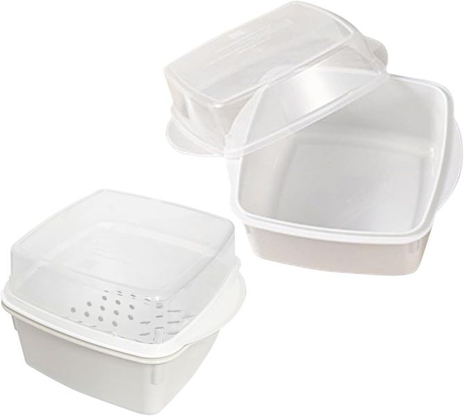 2pcs Microwave Vegetable Bowl with Lid and Tray Plastic Steamer