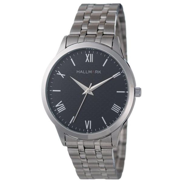 Hallmark Gents Silver Bracelet White Dial Watch