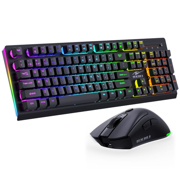 Wireless Rechargeable Gaming Keyboard and Mouse ,Aluminum Shell,RGB Light