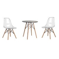 3 Piece Wooden Table and Clear Wooden Leg Chairs - Black