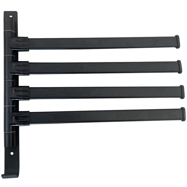Swivel Towel Rack,Wall Mounted Black Towel Bar with 4-Arm Hanger
