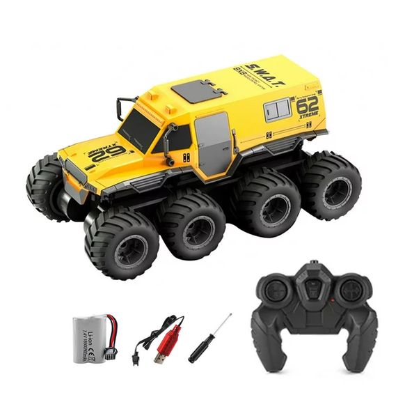 Remote Controlled SUV Toy 8 Wheels All-terrain Car for Kid B4728- Yellow