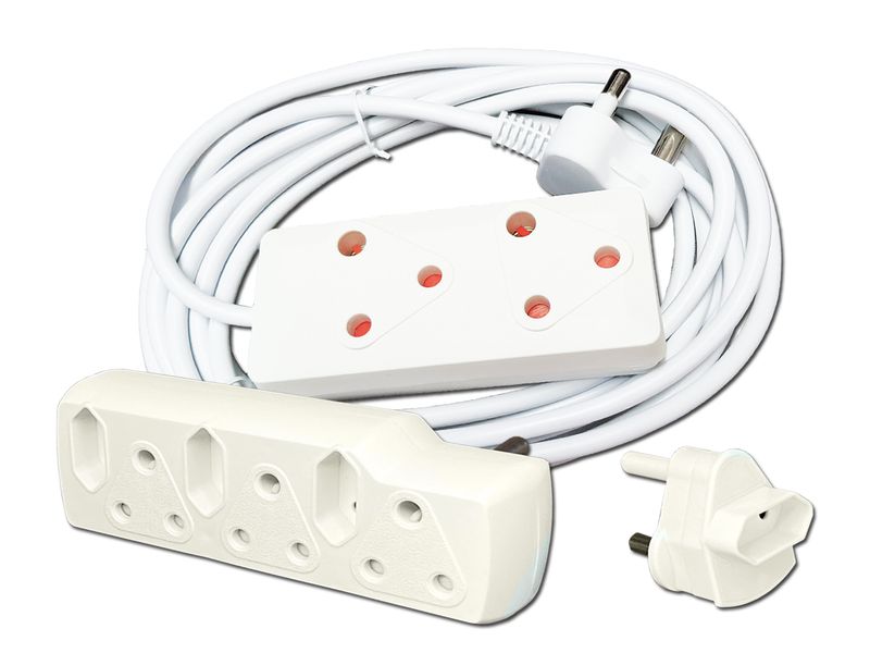 Everlotus extension cord 5M bundle with 6 way multiplug and 1 adapter