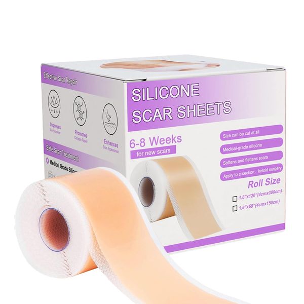 Silicone Scar Patches - Surgical/Scar Repair Care Tape (1.6 inch x 60 inch)
