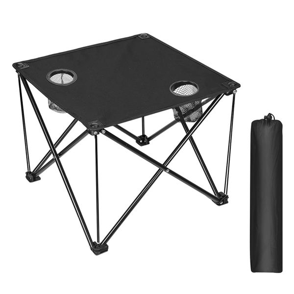 Foldable Camping Table with Cup Holders &amp; Carry Bag