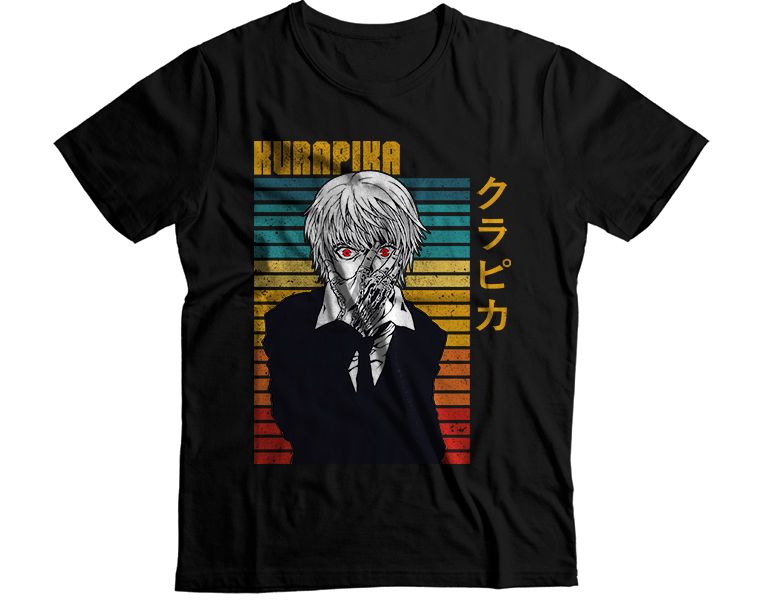 Kurapika Black Suit Retro Sunset Graphic T-Shirt