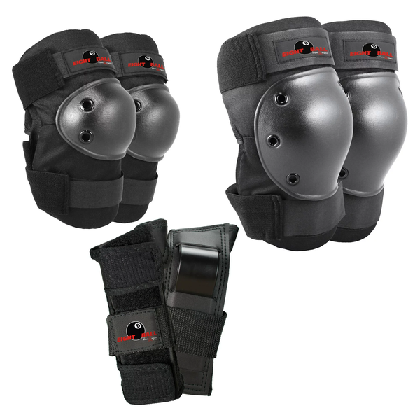 Eight Ball 3Pk Pads - Black 5+ Years