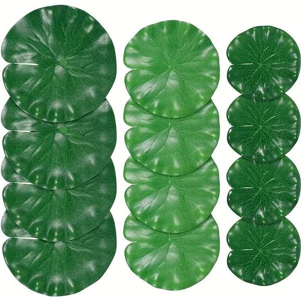 Pet Aquarium Realistic Pond Decoration Floating Lily Pads 12pcs