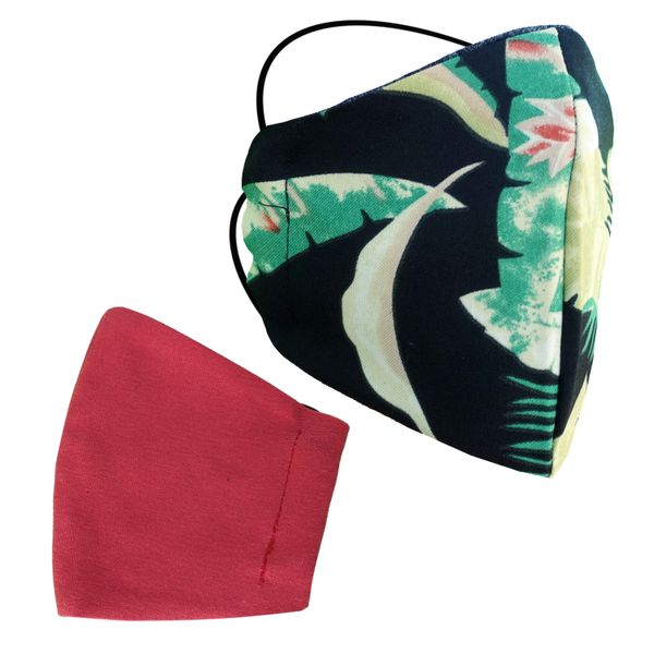 Face Mask - Leaves &amp; c 2-Pack - 3 Layer Cotton Fabric