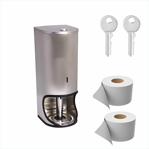 2-Tier Lockable Stainless Steel Toilet Paper Holder -Includes 2 Rolls
