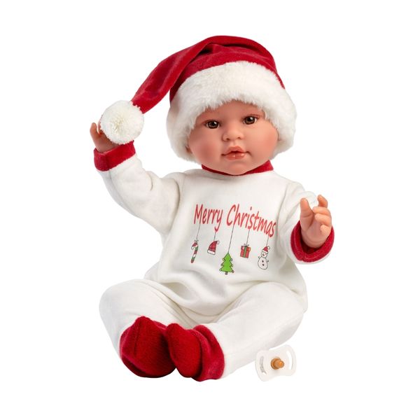 Llorens - Baby Girl Doll w Laughing Mechanism &amp; Christmas Outfit: Leo 45cm