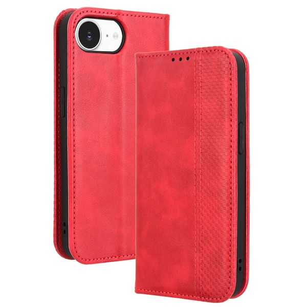 Flip Cover compatible with iPhone16e Buckle Retro Patterned Leather Case