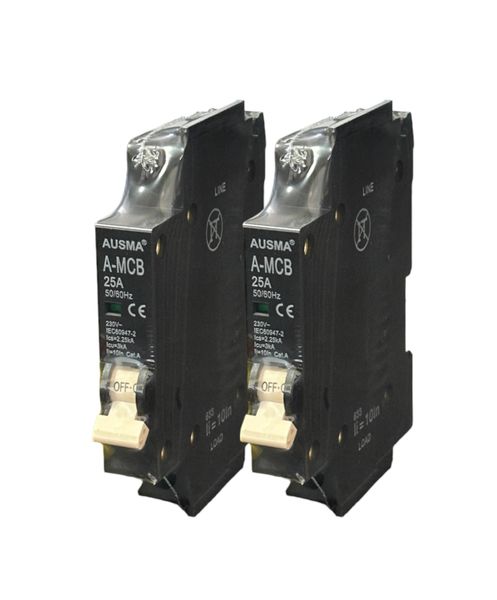 2 x Ausma Mini Rail Circuit Breakers - 1P 25A