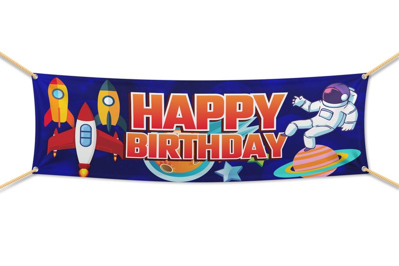 Themed Happy Birthday Banner for Children’s Party - Space/Astronaut