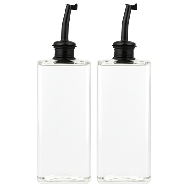 Glass Oil and Vinegar Dispenser Bottle 350ml Black - 2 Pack