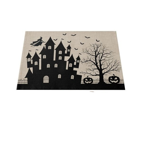 Halloween Placemats Set of 4, Cotton Linen Place Mats