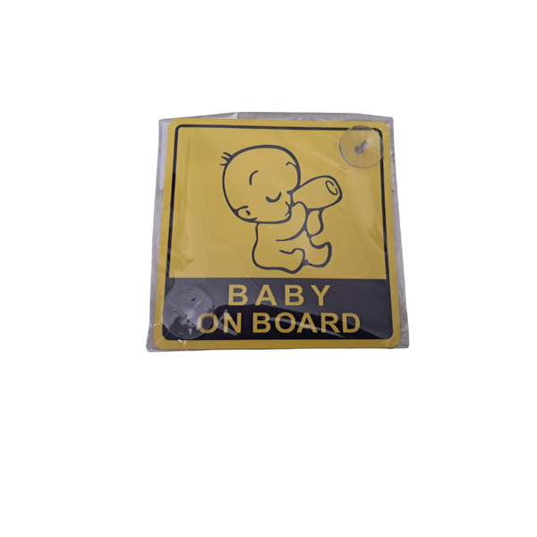 Baby On Board Car Warning Sign - Suction Cup Safety Sign (Yellow)