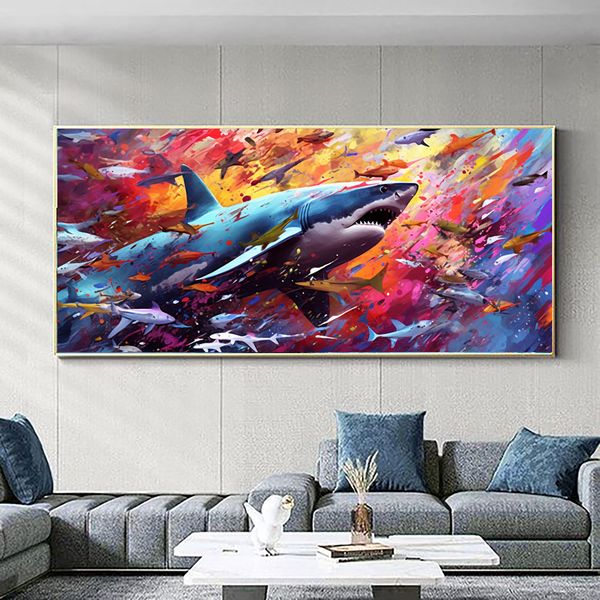 Canvas Wall Art - Shark Frenzy - 0843