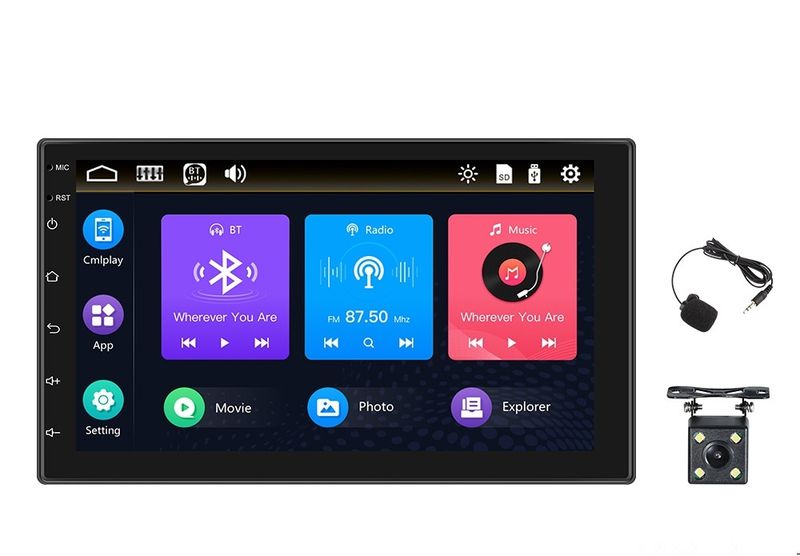 7-inch Double din Universal Android 2GB 32GB Android Auto &amp; Carplay Camera