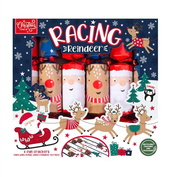 6 Racing Reindeers Crackers