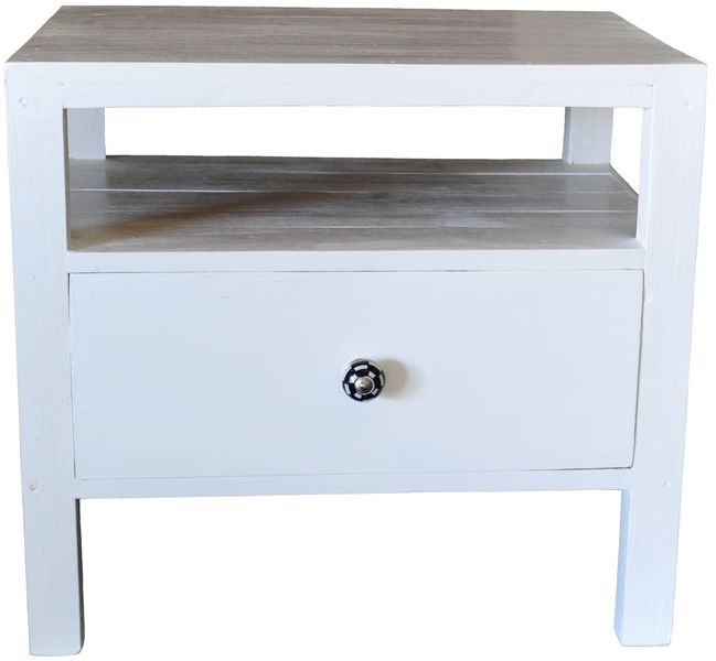 Malcolm Rustic Modern And Sleek Bedside Table From Wood With Rails