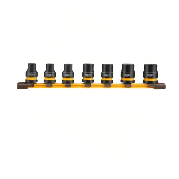 Ingco - Impact Socket Set with Rail (1/2 ) Drive - 7 Pieces