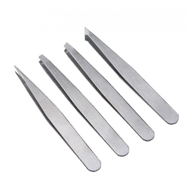 4 Piece Tweezer - Stainless Steel