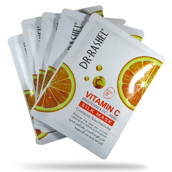 Dr Rashel Vitamin C Brightening &amp; Anti Aging Silk Mask- Pack of 5