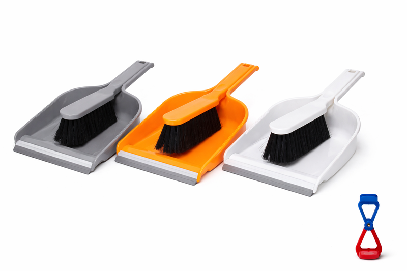 Arrow Dustpan &amp; Brush Set - Pack of 3 (Black, White &amp; Yellow)