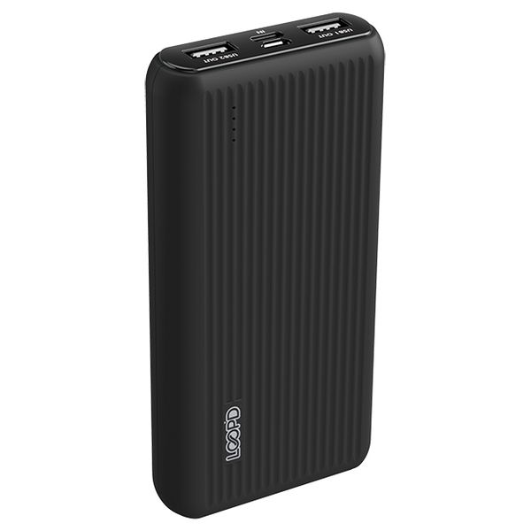 Loopd 20 000mAh Powerbank With LED Status Black