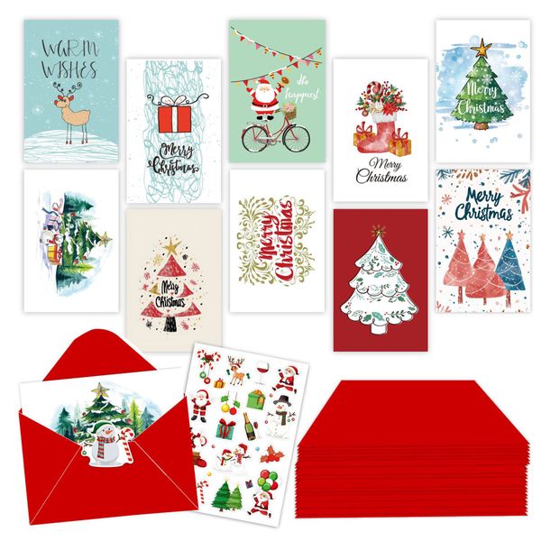 22 Pcs Christmas Cards Set Xmas Gift Cards Greeting Cards with Envelopes