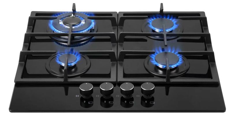 Totai 26/GOG4BNR Hob 4 burner gas on glass 60cm - Black