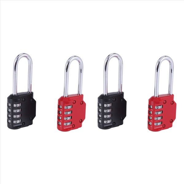 2 Pack Code Padlocks 4 Digit Long Shackle Resettable Pad Lock