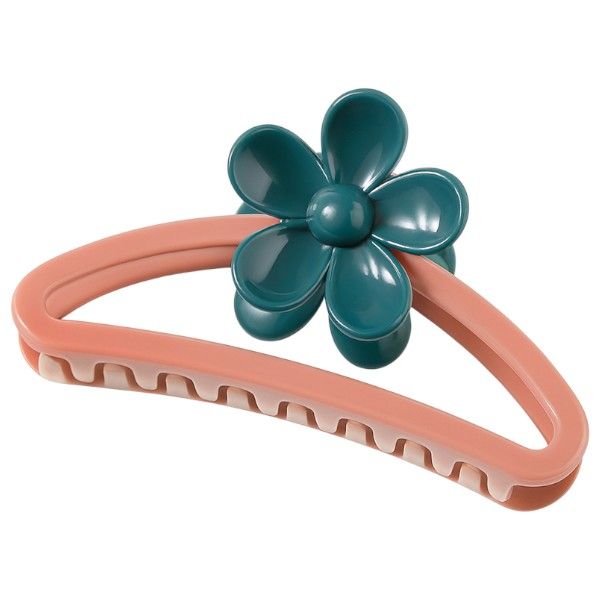 Glossy-Finish Flower Claw Hair Clip