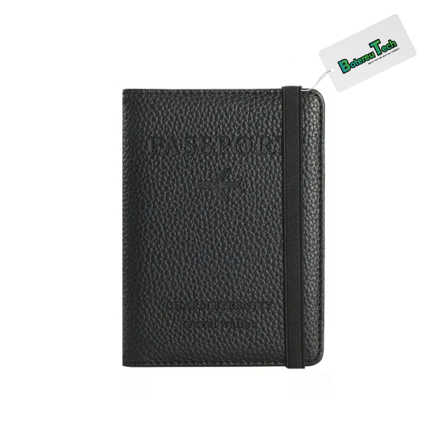 BotereuTech RFID Passport Holder Travel Wallet PU Leather Black
