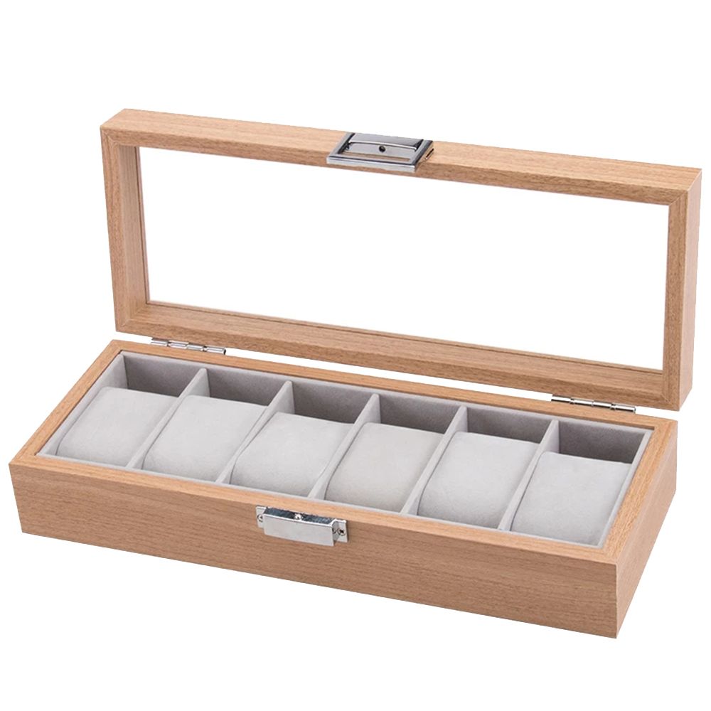 Portable 6 Grid Wooden Watch Box Storage Organizer Buy Online in