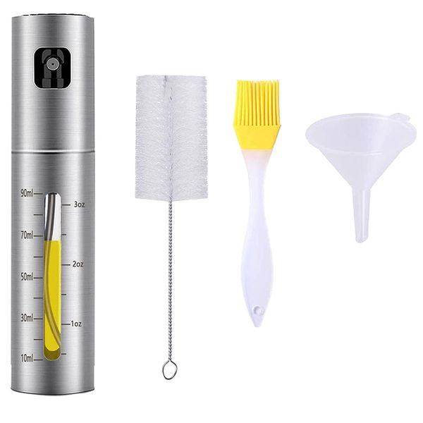 100ml Stainless Steel Glass Oil Sprayer Bottle With Brush Funnel For Baking