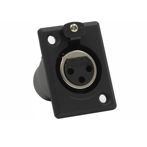 XLR-D3FBAU 3-Pin Female XLR Black Gold-Plated Chassis Connector