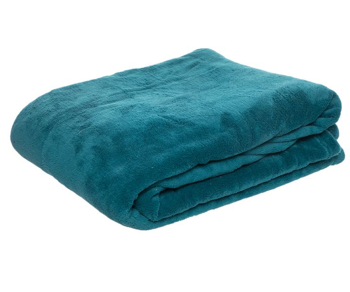 Essentials - Turquoise Flannel Fleece Throw - 180 x 200cm
