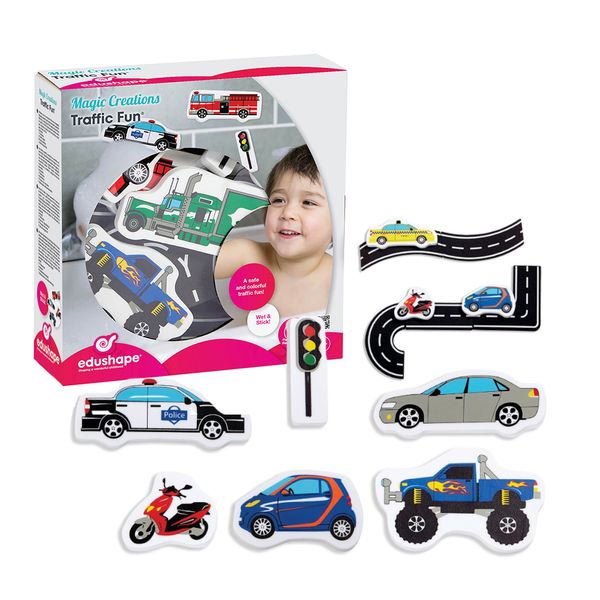 edushape Bath Time Creations Wet &amp; Stick Set: Traffic - 23 Pieces