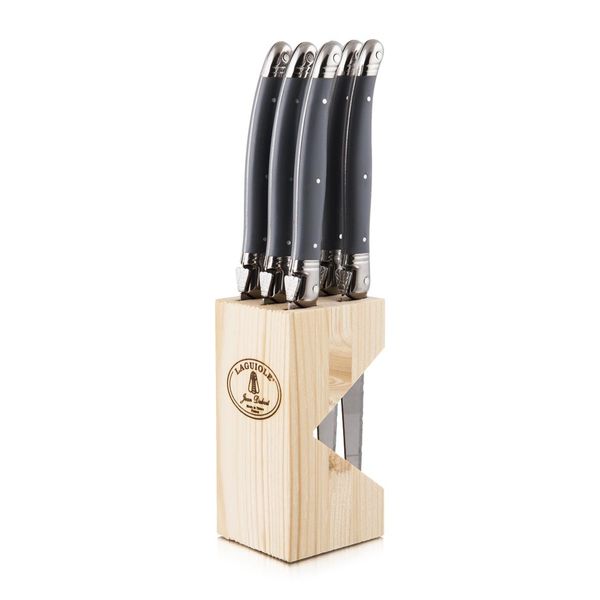 Laguiole By Jean Dubost 6 Piece Steak Knife Set Block-Tonic Cool Grey