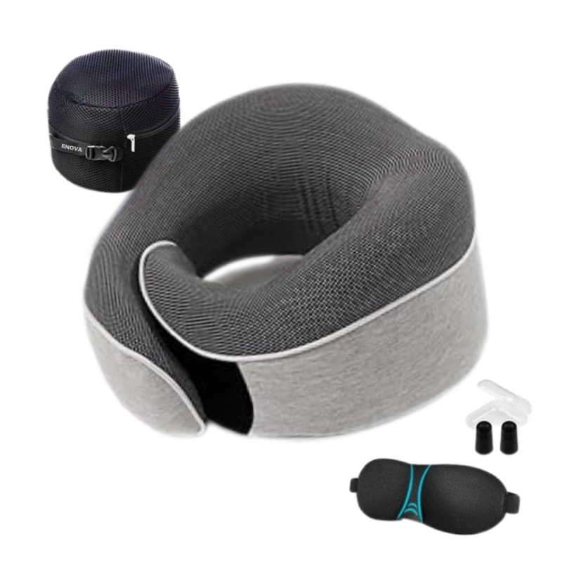 Enova Travel Neck Pillow For Airplanes,360 Head Support,Eye Mask & Ear Plug