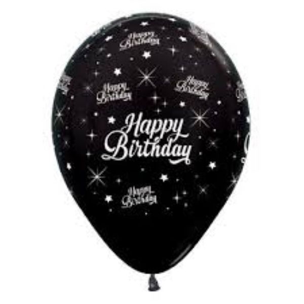 Happy Birthday Black Balloon 10 Piece