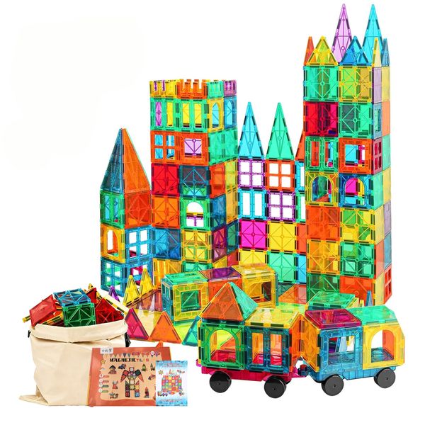 146 Pieces 3D Magnetic Tiles Building Block Toy Diamond Tiles+ Storage Bag