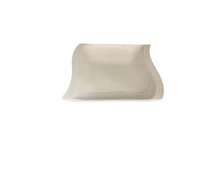 White Ceramic Square Dinner Plate 20cm x 20cm x 4cm - Set of 8